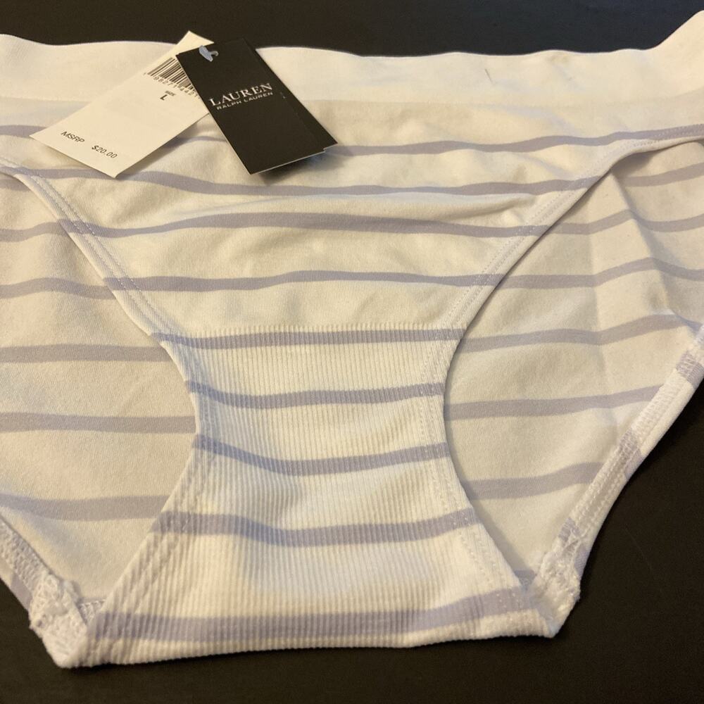 Ralph Lauren Grey / White Striped Seamless Bikini Panties / Large / $20